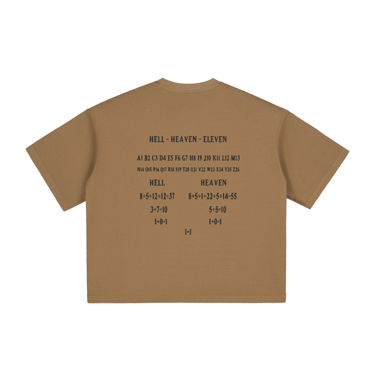 HE1=1EAVEN Alpha Numeric Reduction Embroidered Vintage Washed Boxy T-Shirt