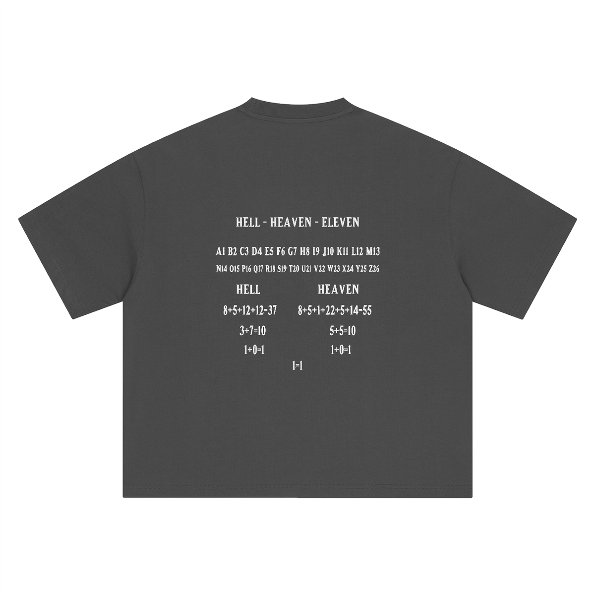 HE1=1EAVEN Alpha Numeric Reduction Embroidered Boxy Oversized T-Shirt