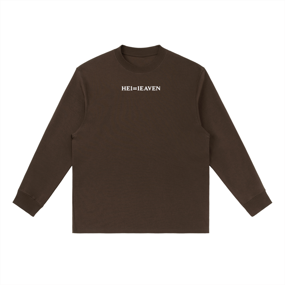HE1=1EAVEN Alpha Numeric Reduction Embroidered Essential Crewneck Long-Sleeve T-Shirt
