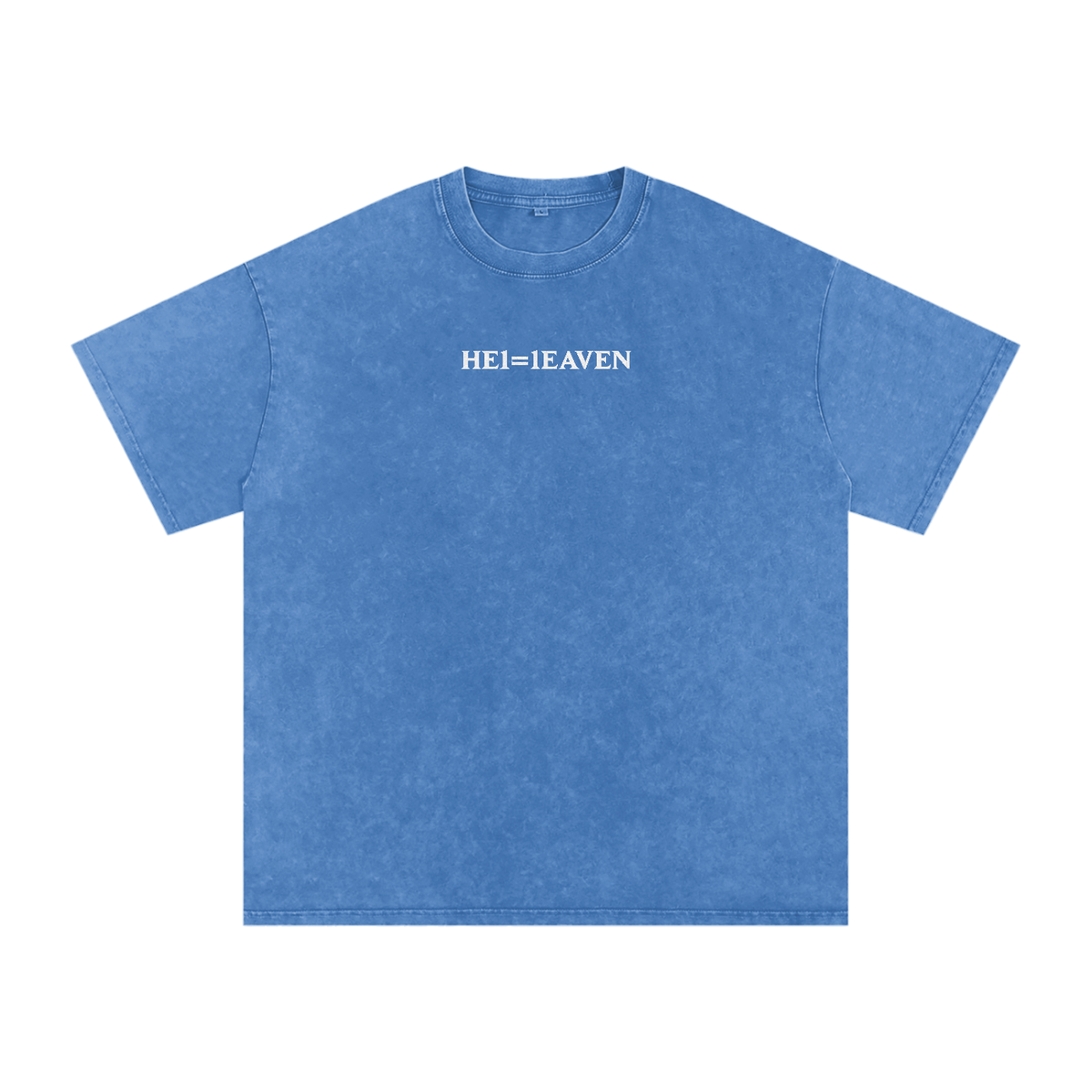HE1=1EAVEN Alpha Numeric Reduction Embroidered Snow Washed Oversized Cotton T-Shirt