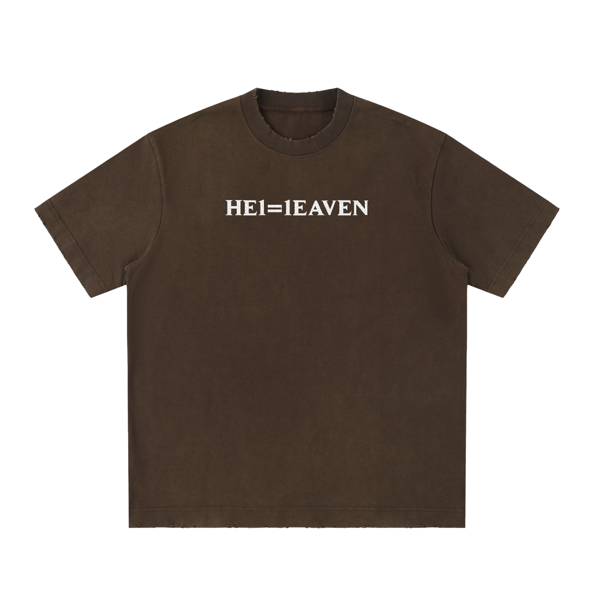 HE1=1EAVEN Embroidered Heavyweight Vintage Washed Frayed T-Shirt