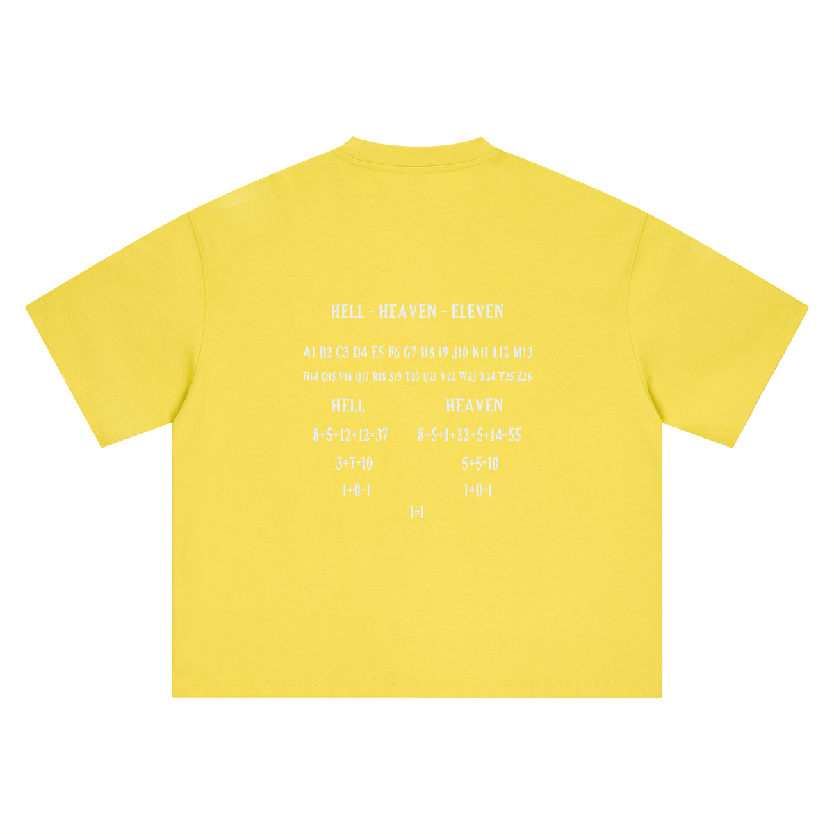HE1=1EAVEN Alpha Numeric Reduction Embroidered Boxy Oversized T-Shirt