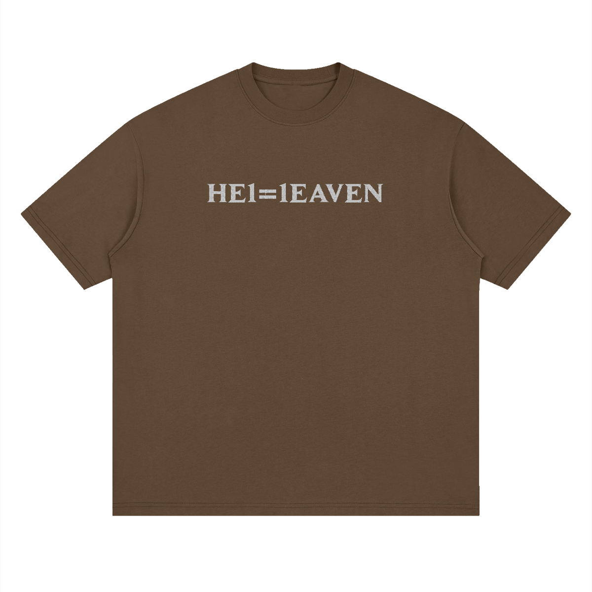 HE1=1EAVEN Embroidered Streetwear Loose Drop Shoulder T-Shirt