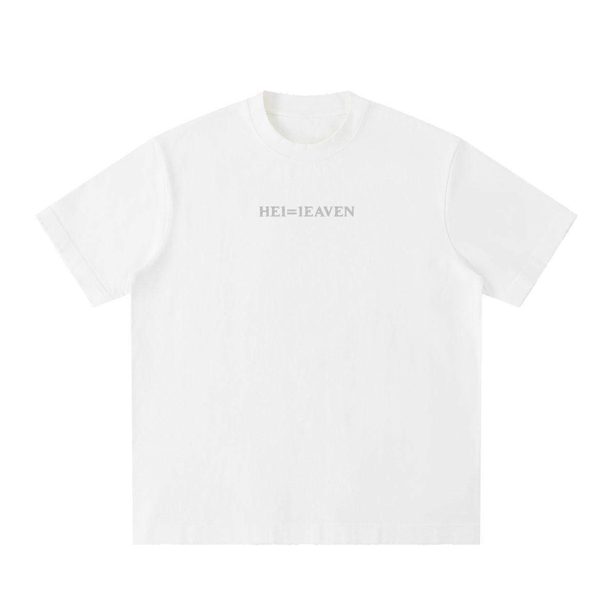 HE1=1EAVEN Alpha Numeric Reduction Embroidered Heavyweight Vintage Washed Frayed T-Shirt