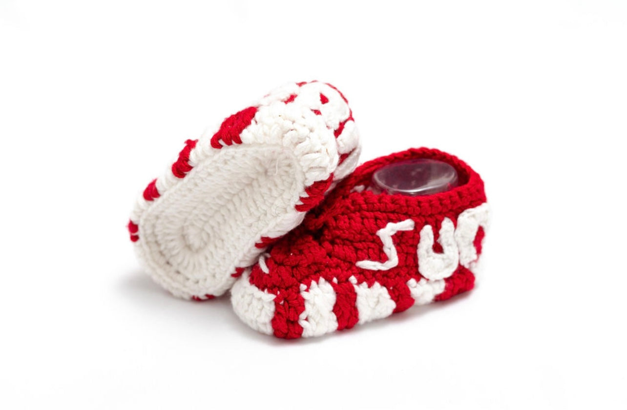 Crocheted baby Supreme x Air More Uptempo 'Red'