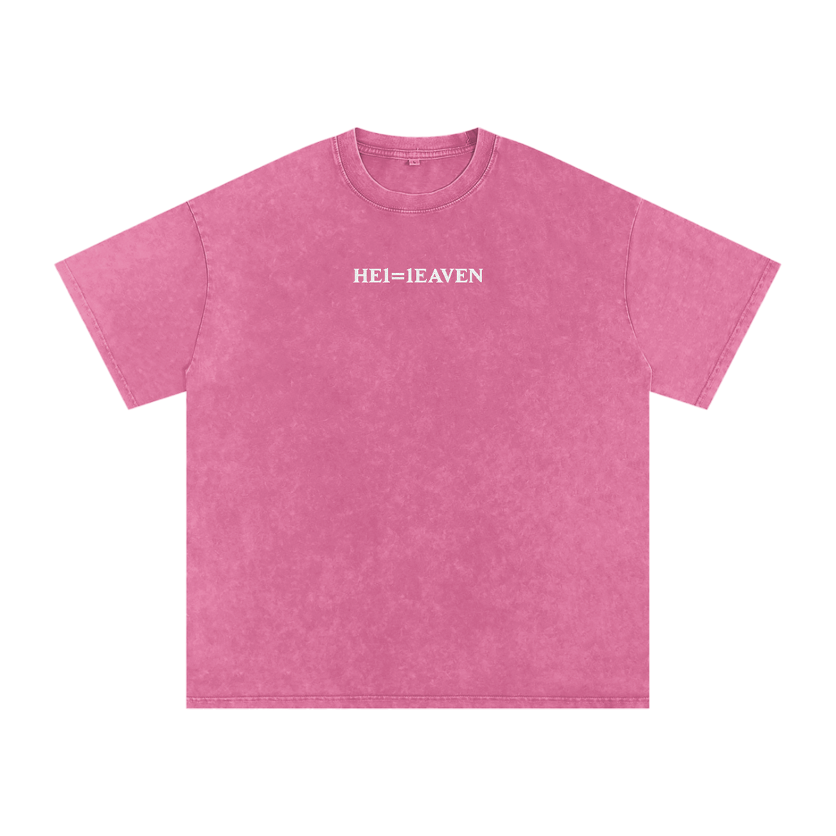 HE1=1EAVEN Alpha Numeric Reduction Embroidered Snow Washed Oversized Cotton T-Shirt
