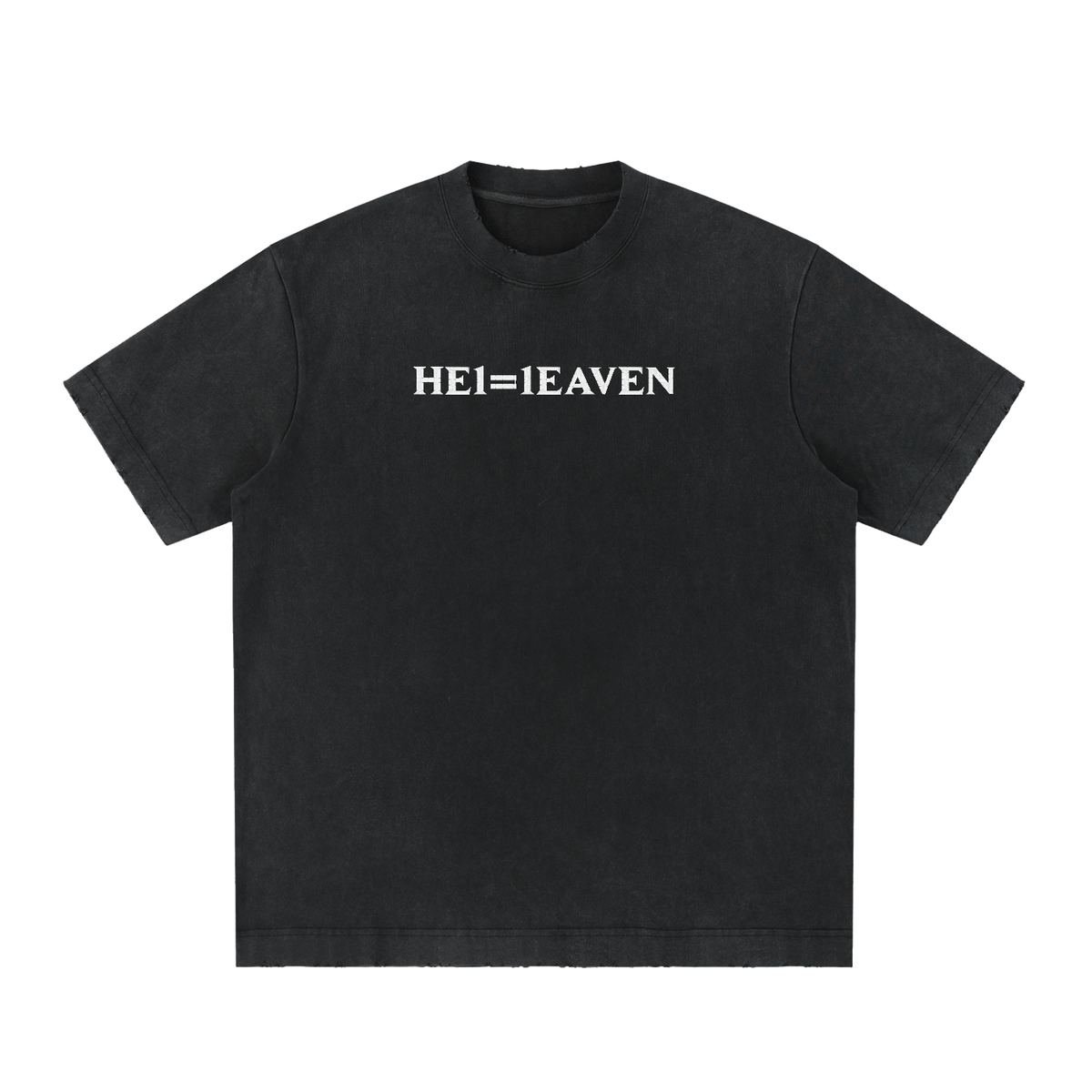 HE1=1EAVEN Embroidered Heavyweight Vintage Washed Frayed T-Shirt