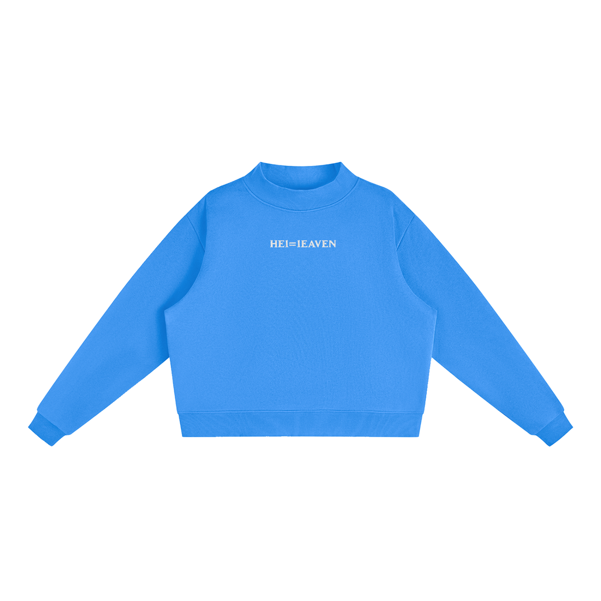 HE1=1EAVEN Embroidered Essential Fleece Mock-Neck Crew Sweatshirt