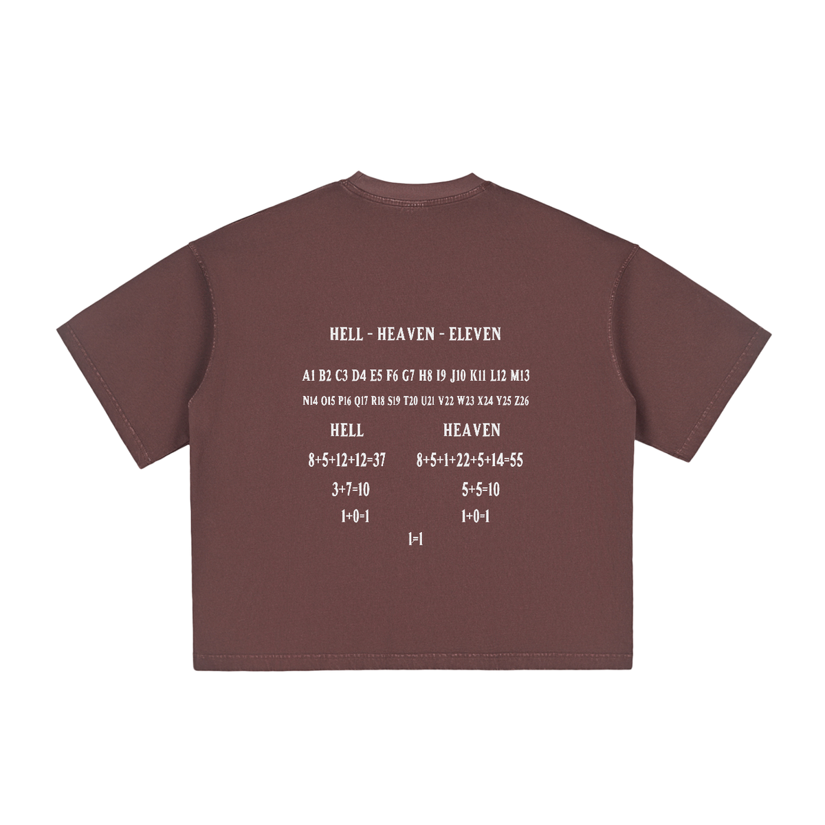 HE1=1EAVEN Alpha Numeric Reduction Embroidered Vintage Washed Boxy T-Shirt