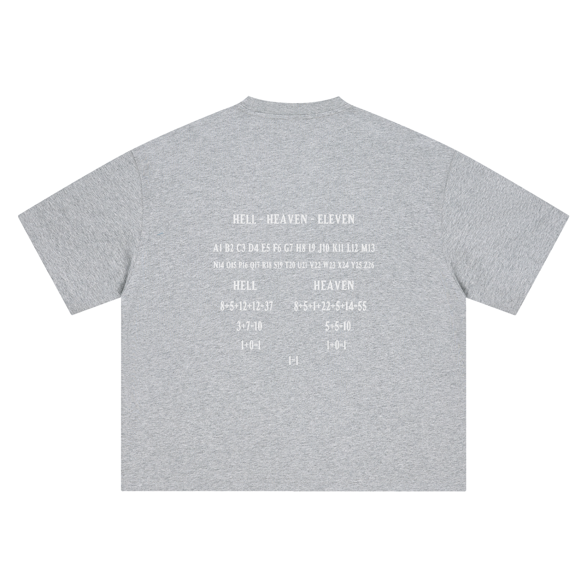 HE1=1EAVEN Alpha Numeric Reduction Embroidered Boxy Oversized T-Shirt