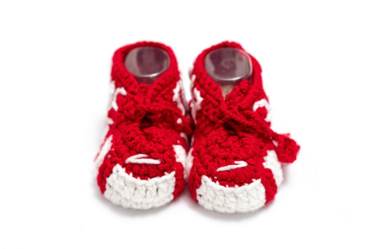 Crocheted baby Supreme x Air More Uptempo 'Red'