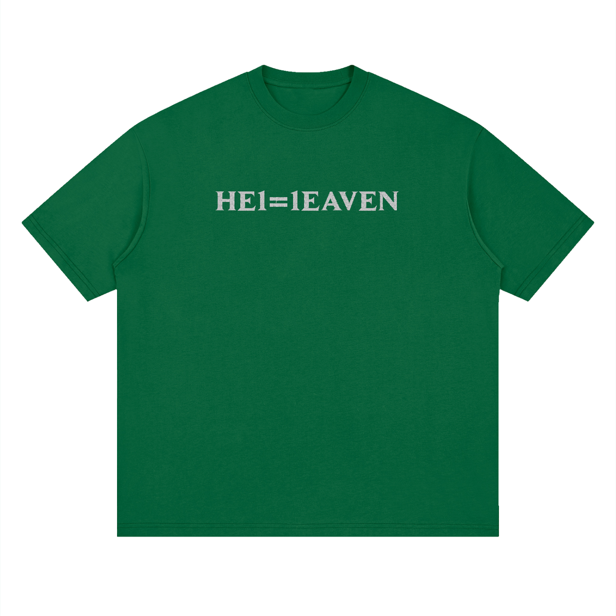 HE1=1EAVEN Embroidered Streetwear Loose Drop Shoulder T-Shirt