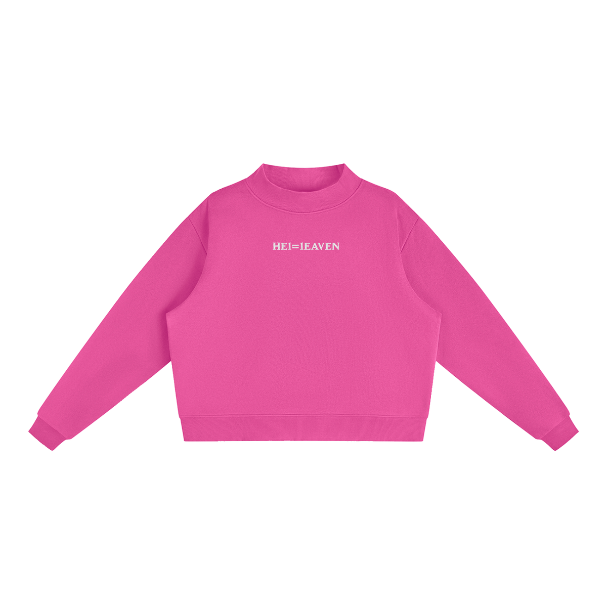 HE1=1EAVEN Embroidered Essential Fleece Mock-Neck Crew Sweatshirt