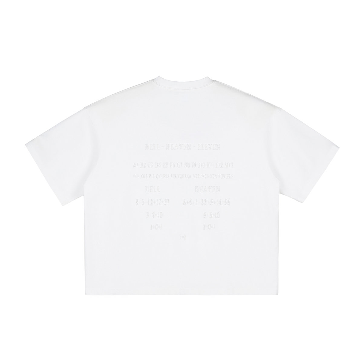 HE1=1EAVEN Alpha Numeric Reduction Embroidered Vintage Washed Boxy T-Shirt