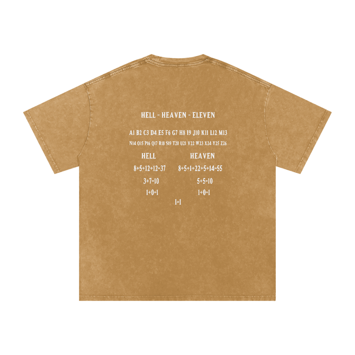 HE1=1EAVEN Alpha Numeric Reduction Embroidered Snow Washed Oversized Cotton T-Shirt