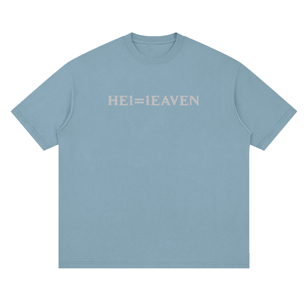 HE1=1EAVEN Embroidered Streetwear Loose Drop Shoulder T-Shirt