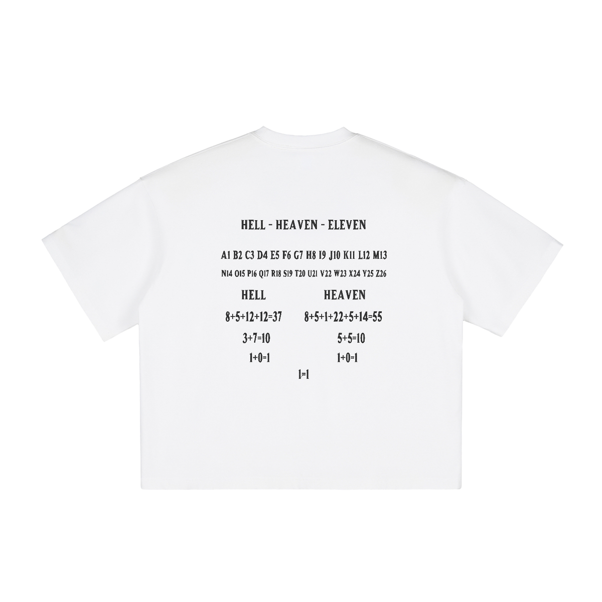 HE1=1EAVEN Alpha Numeric Reduction Embroidered Vintage Washed Boxy T-Shirt