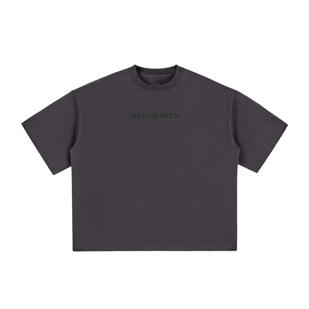 HE1=1EAVEN Alpha Numeric Reduction Embroidered Vintage Washed Boxy T-Shirt
