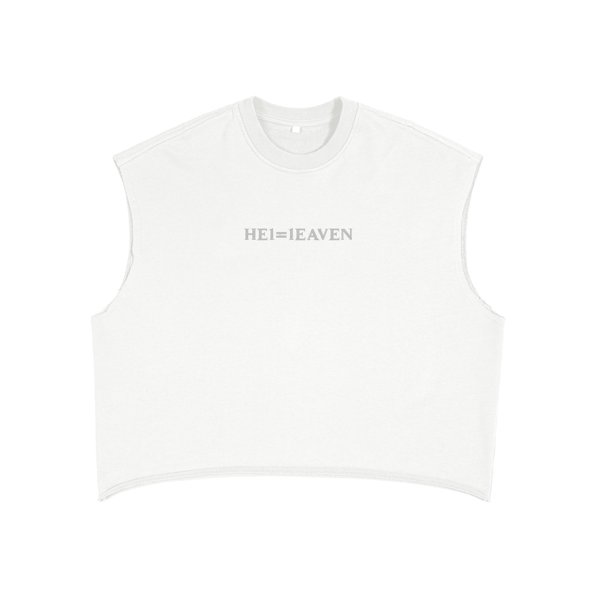HE1=1EAVEN Alpha Numeric Reduction Embroidered French Terry Boxy Tank Top