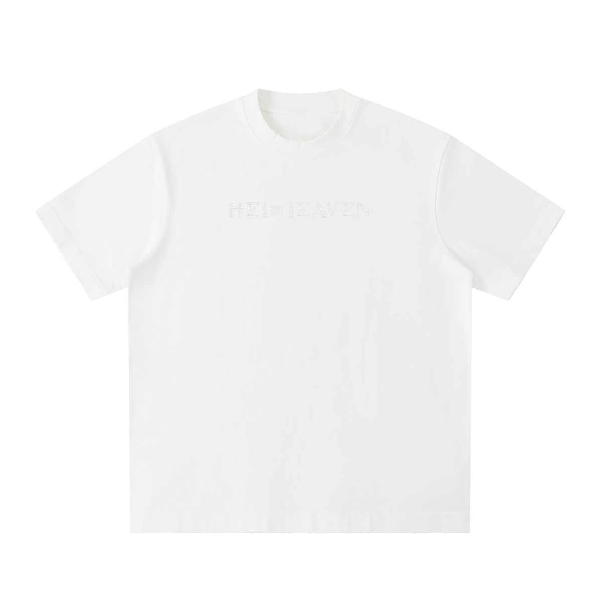 HE1=1EAVEN Embroidered Heavyweight Vintage Washed Frayed T-Shirt