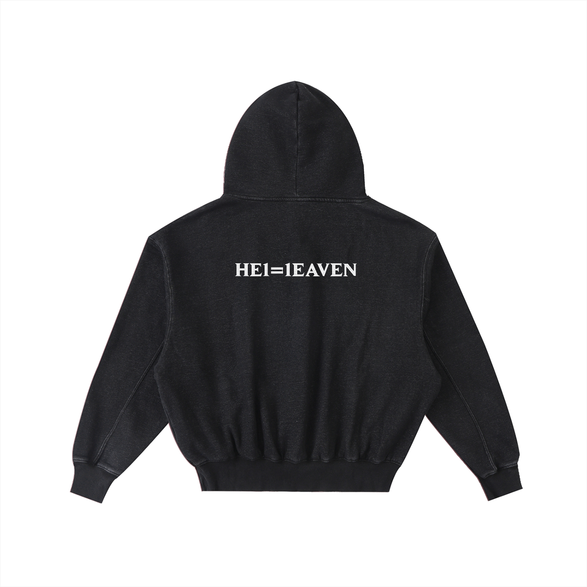 HE1=1EAVEN Frayed Enzyme Washed Fleece Hoodie