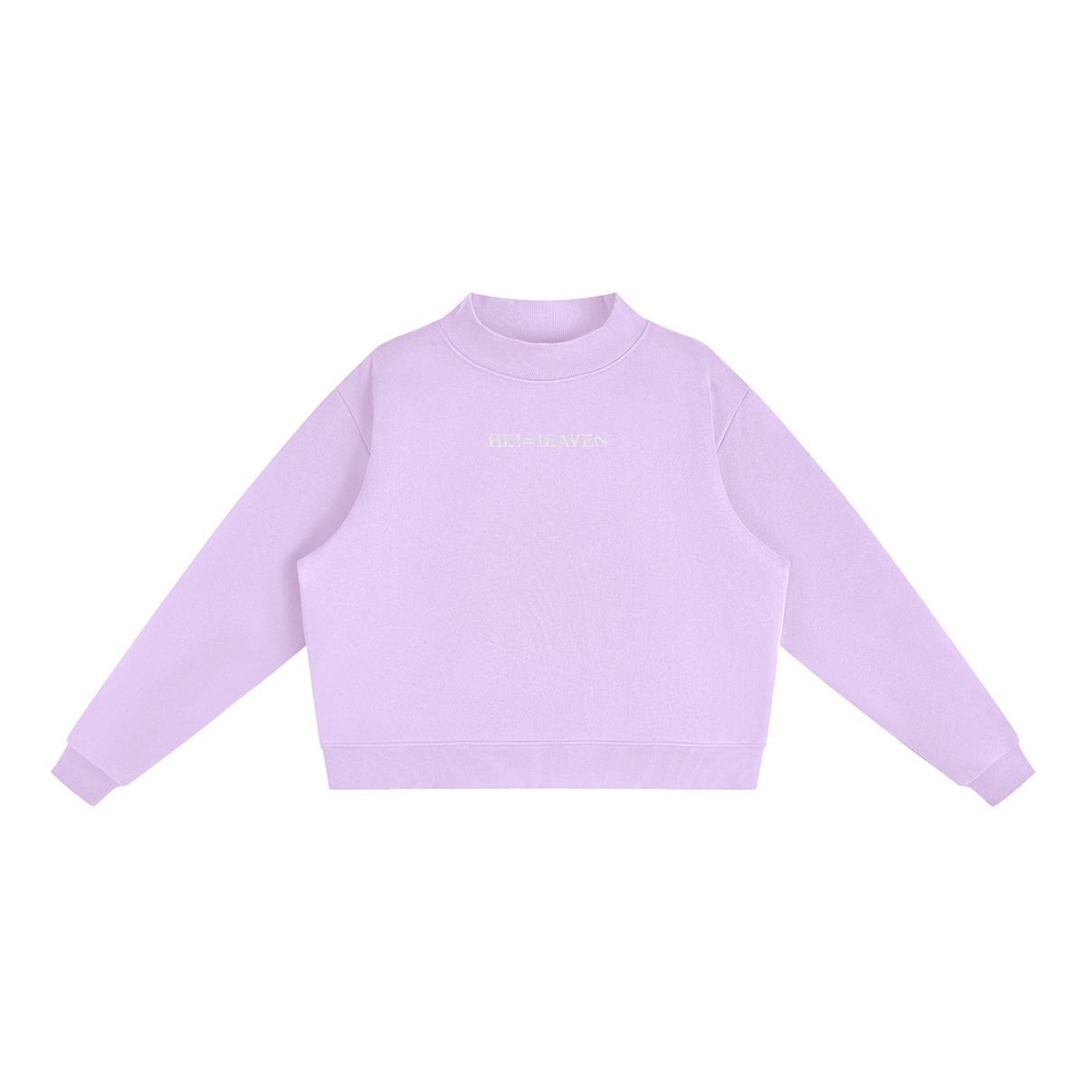 HE1=1EAVEN Embroidered Essential Fleece Mock-Neck Crew Sweatshirt