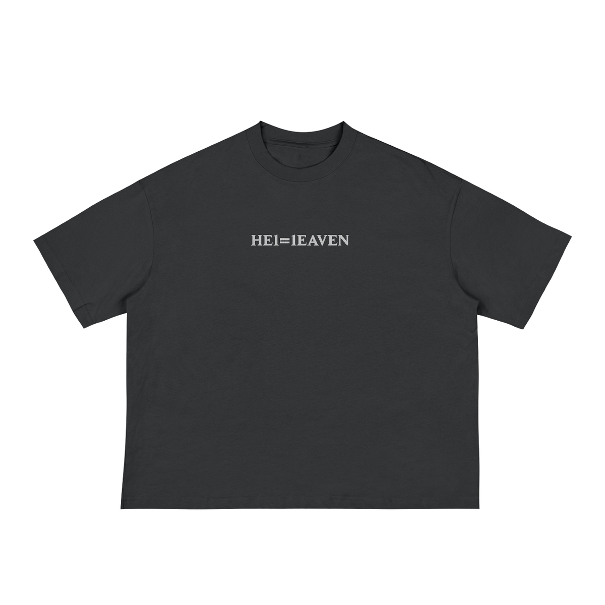 HE1=1EAVEN Alpha Numeric Reduction Embroidered Classic Loose Boxy Tee