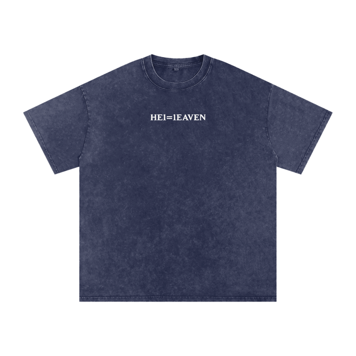 HE1=1EAVEN Alpha Numeric Reduction Embroidered Snow Washed Oversized Cotton T-Shirt