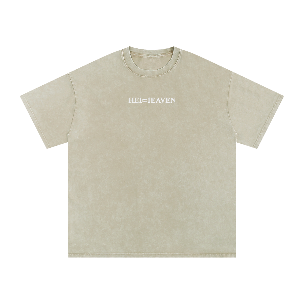 HE1=1EAVEN Embroidered Snow Washed Oversized Cotton T-Shirt