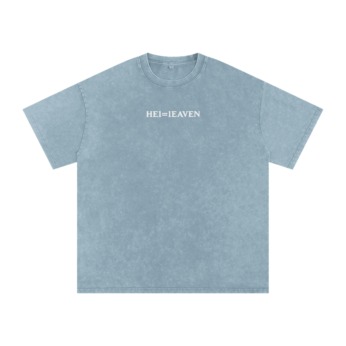 HE1=1EAVEN Alpha Numeric Reduction Embroidered Snow Washed Oversized Cotton T-Shirt