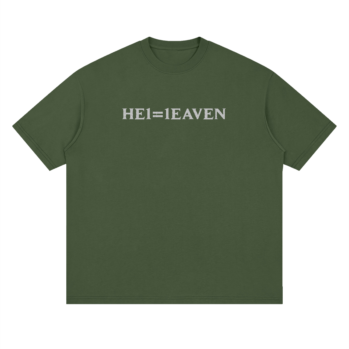 HE1=1EAVEN Embroidered Streetwear Loose Drop Shoulder T-Shirt