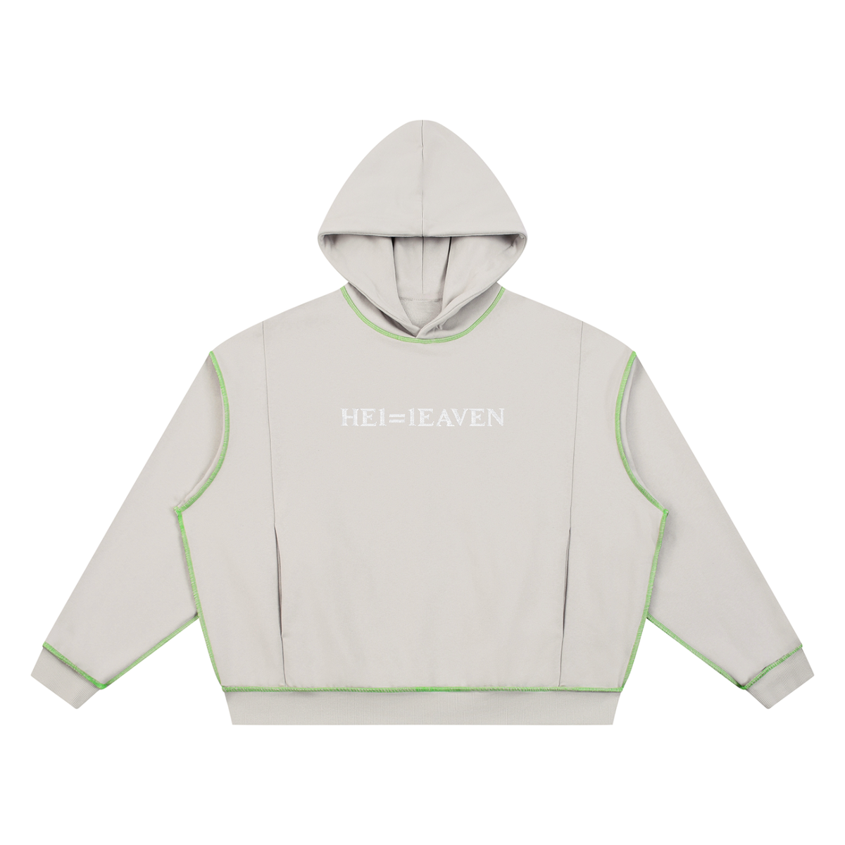 HE1=1EAVEN Alpha Numeric Reduction Embroidered Unisex Boxy Heavyweight Topstitch Hoodie