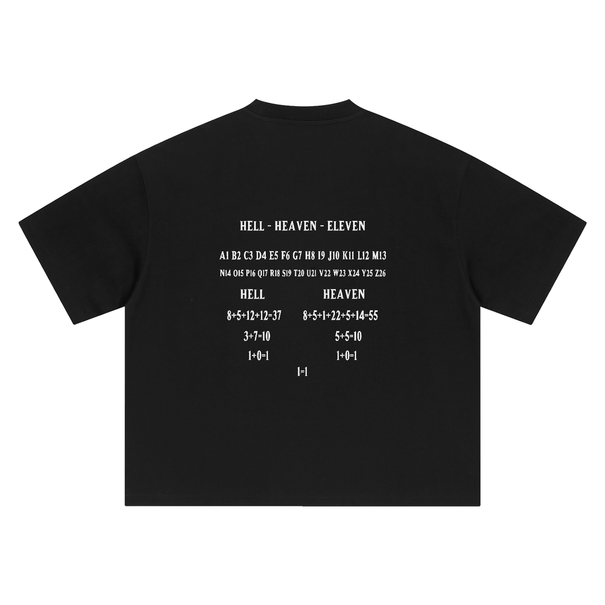 HE1=1EAVEN Alpha Numeric Reduction Embroidered Boxy Oversized T-Shirt
