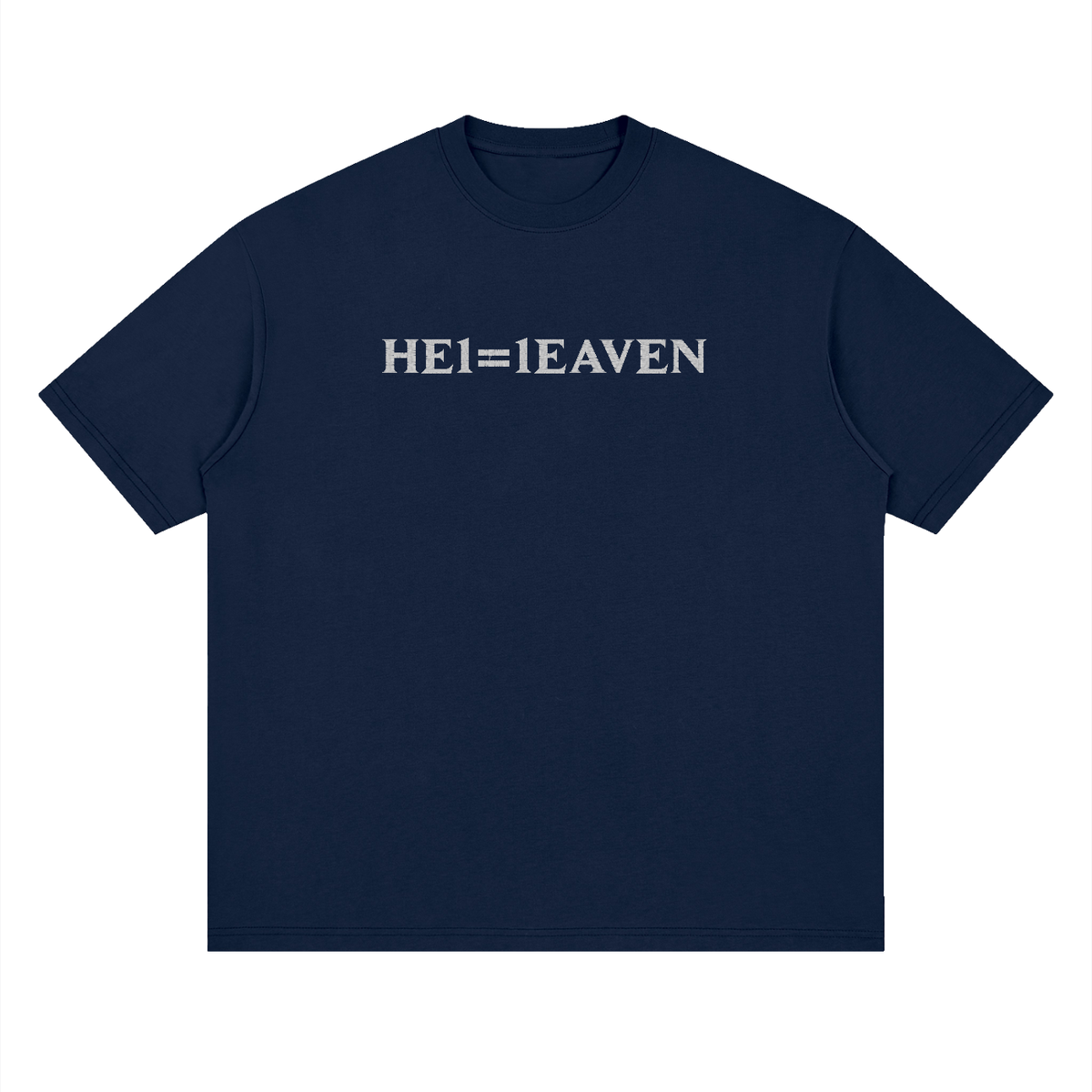HE1=1EAVEN Embroidered Streetwear Loose Drop Shoulder T-Shirt