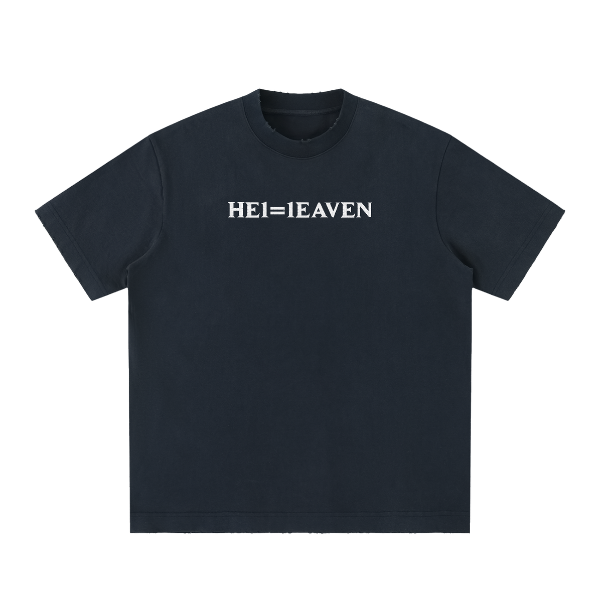 HE1=1EAVEN Embroidered Heavyweight Vintage Washed Frayed T-Shirt