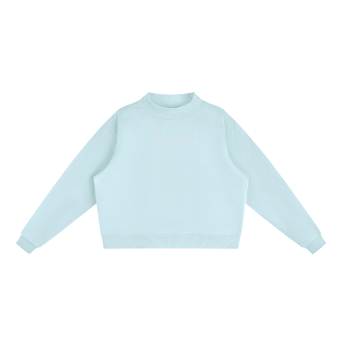 HE1=1EAVEN Embroidered Essential Fleece Mock-Neck Crew Sweatshirt