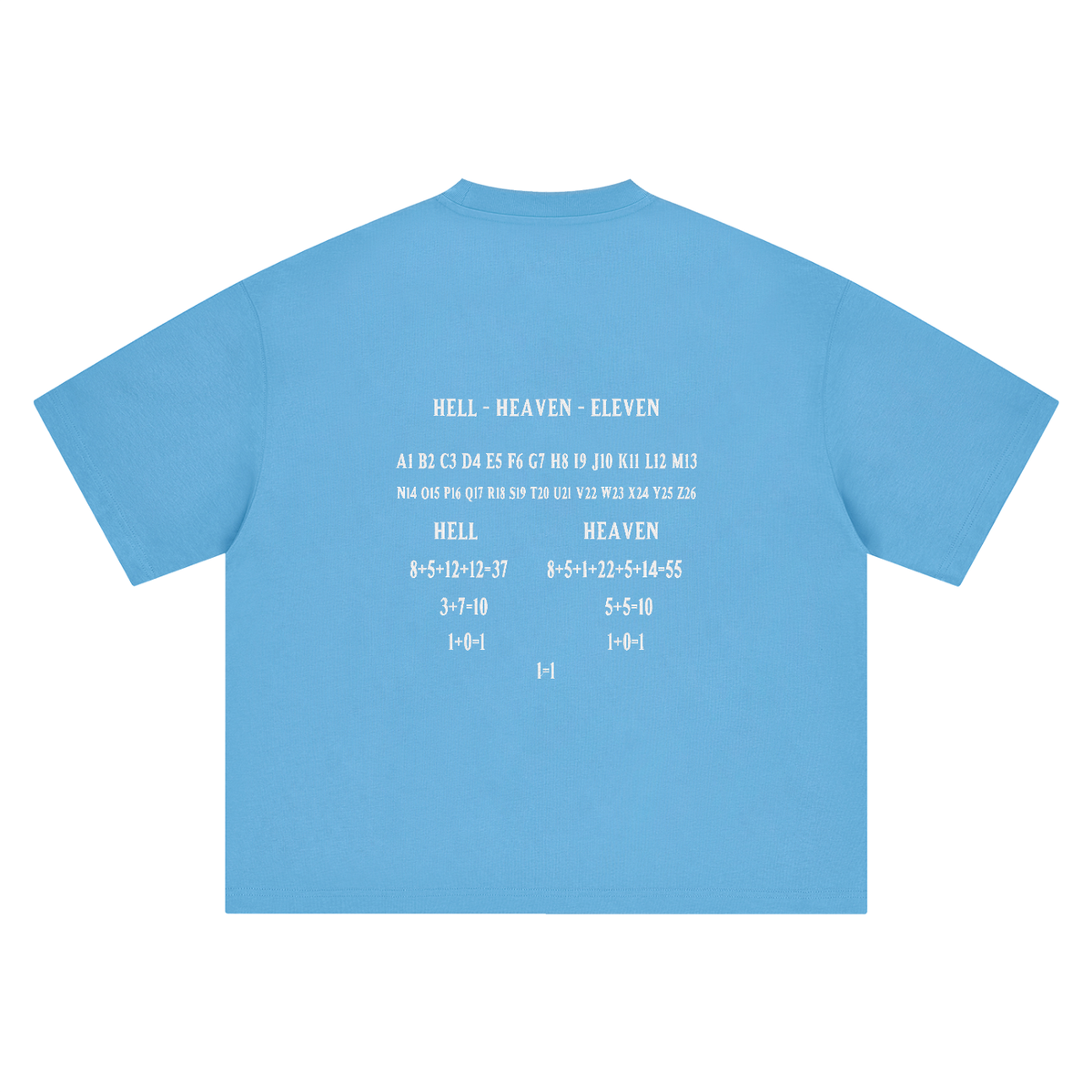 HE1=1EAVEN Alpha Numeric Reduction Embroidered Boxy Oversized T-Shirt