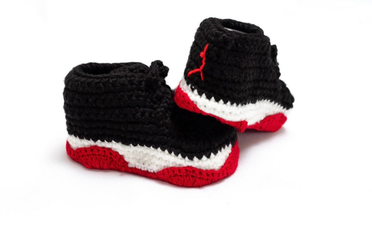 Crocheted baby Jordan Bred 11’s