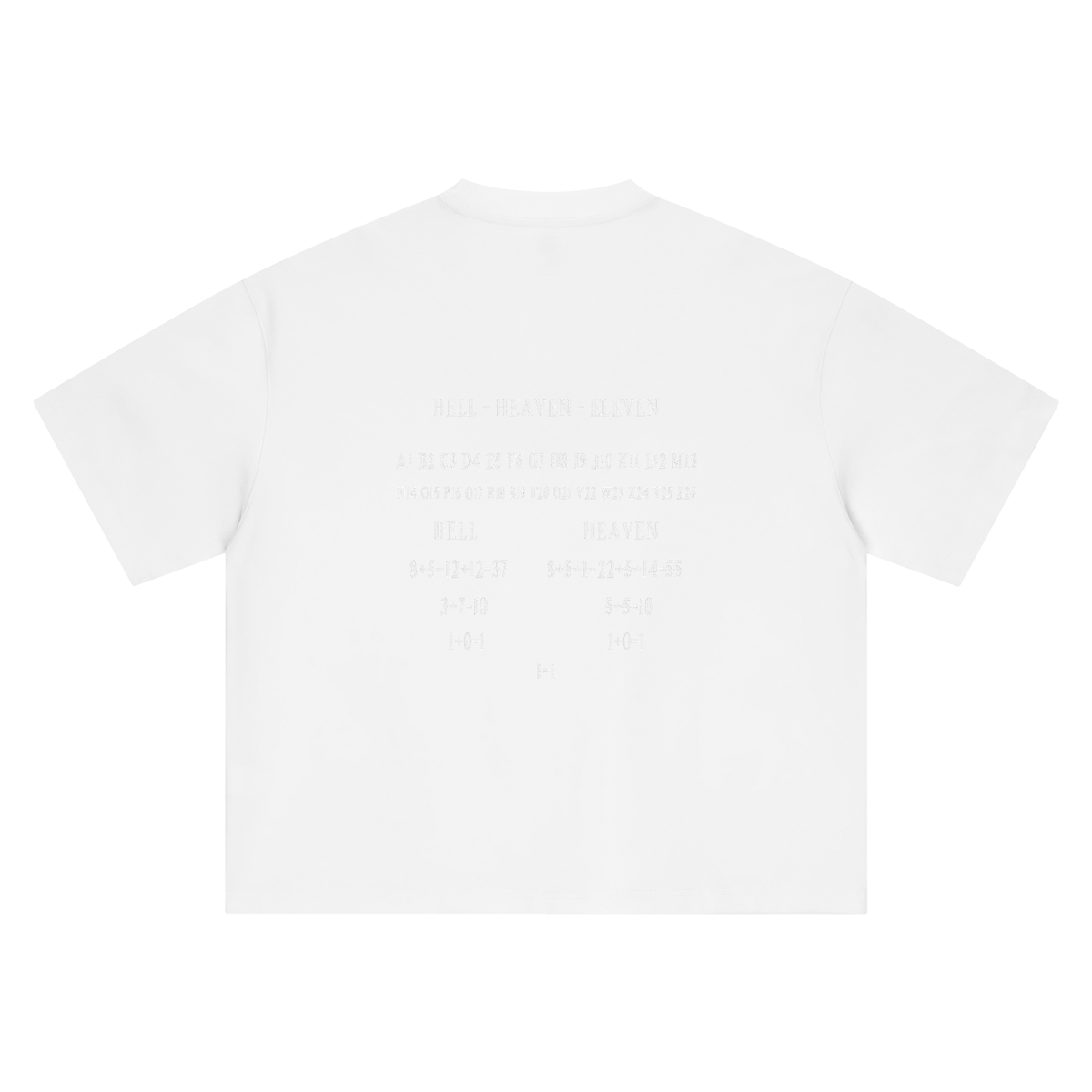 HE1=1EAVEN Alpha Numeric Reduction Embroidered Boxy Oversized T-Shirt