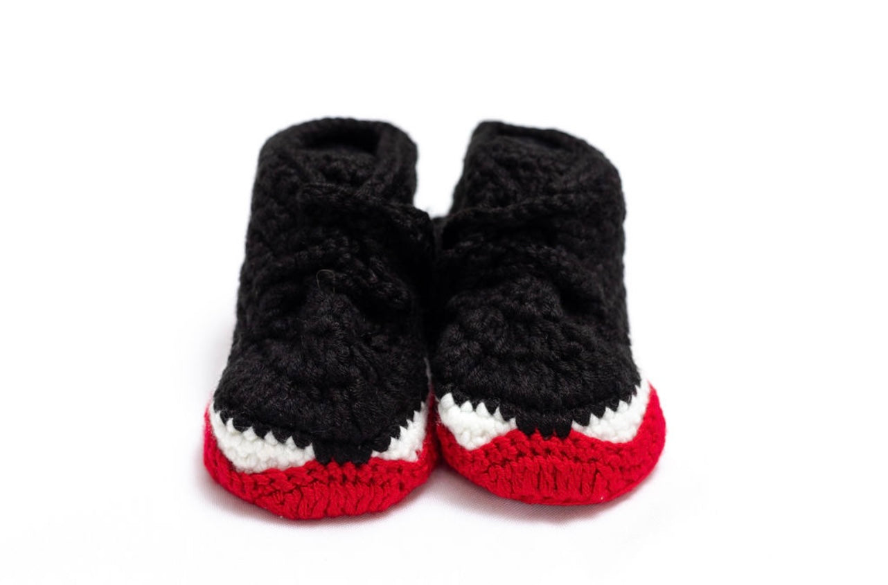 Crocheted baby Jordan Bred 11’s