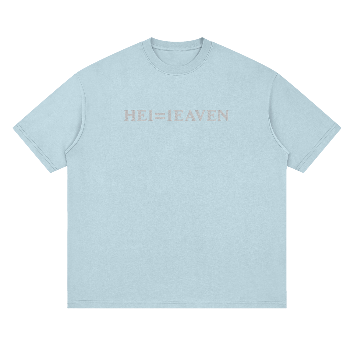 HE1=1EAVEN Embroidered Streetwear Loose Drop Shoulder T-Shirt