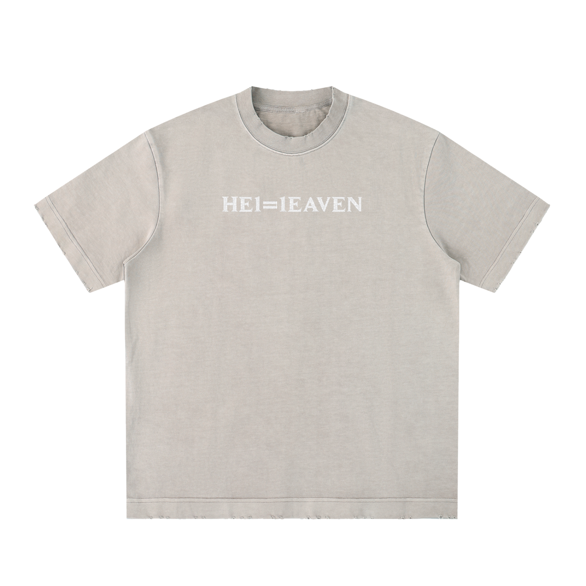 HE1=1EAVEN Embroidered Heavyweight Vintage Washed Frayed T-Shirt