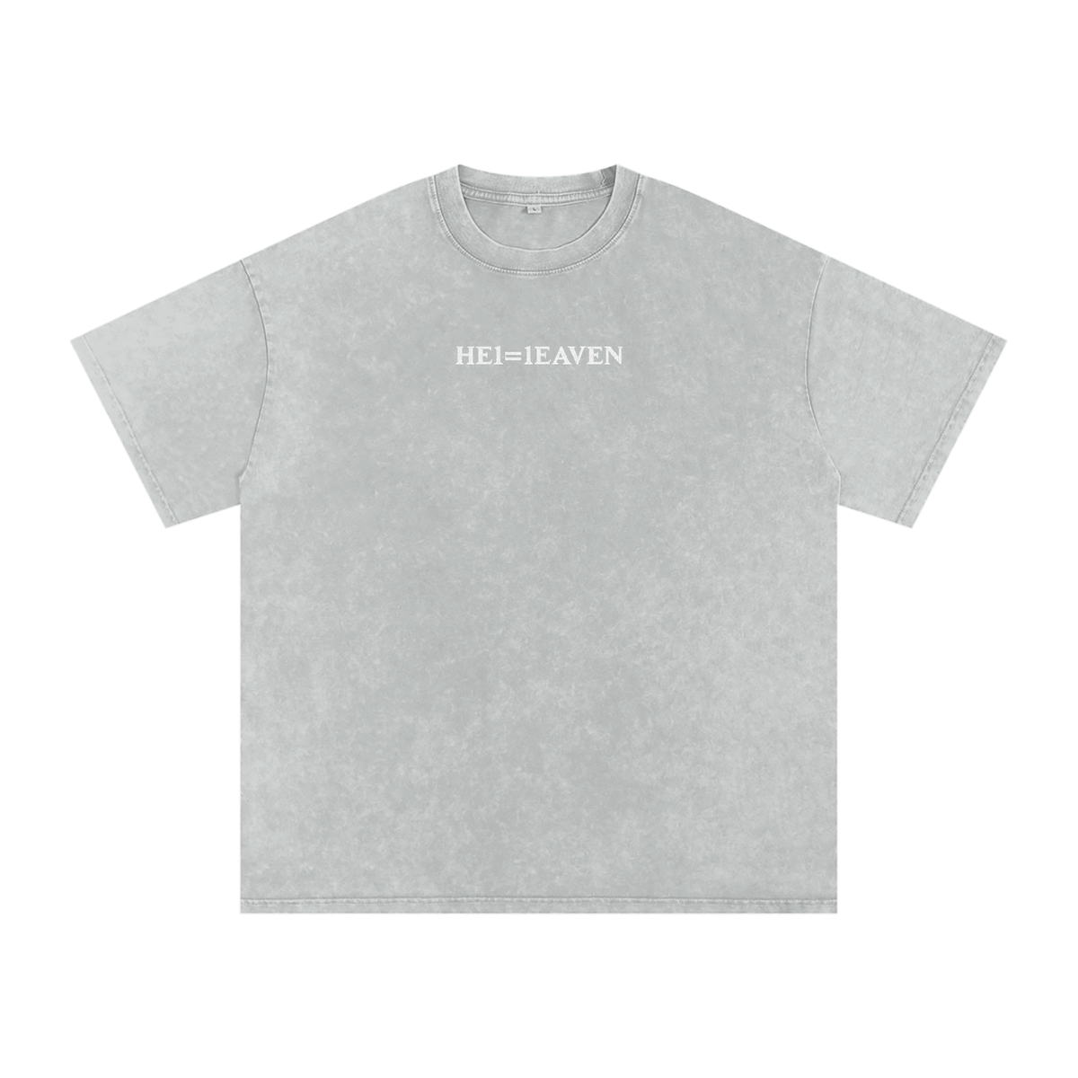 HE1=1EAVEN Alpha Numeric Reduction Embroidered Snow Washed Oversized Cotton T-Shirt
