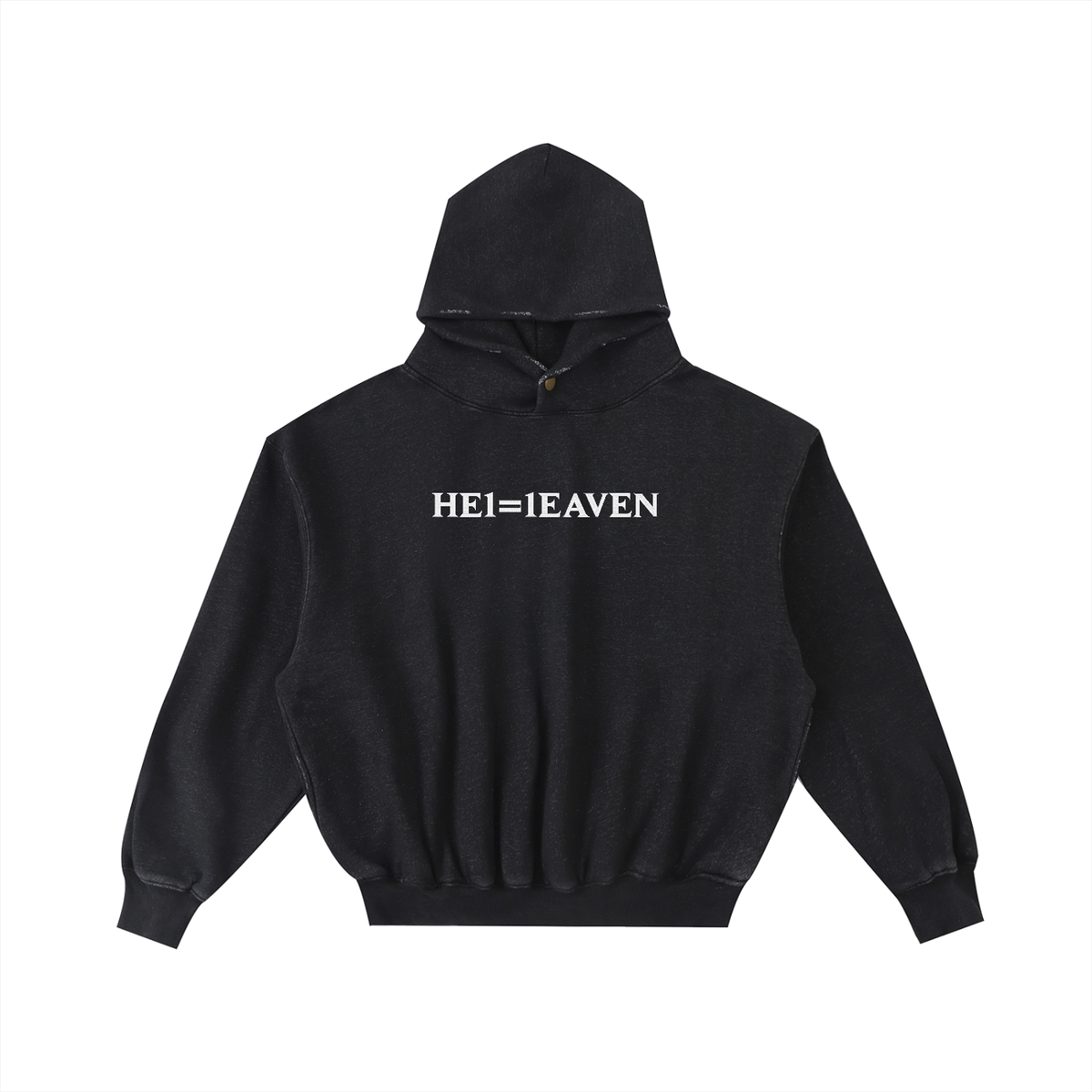 HE1=1EAVEN Frayed Enzyme Washed Fleece Hoodie