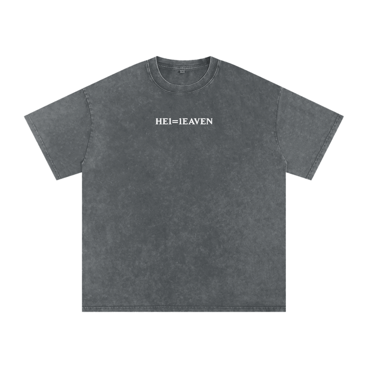 HE1=1EAVEN Embroidered Snow Washed Oversized Cotton T-Shirt