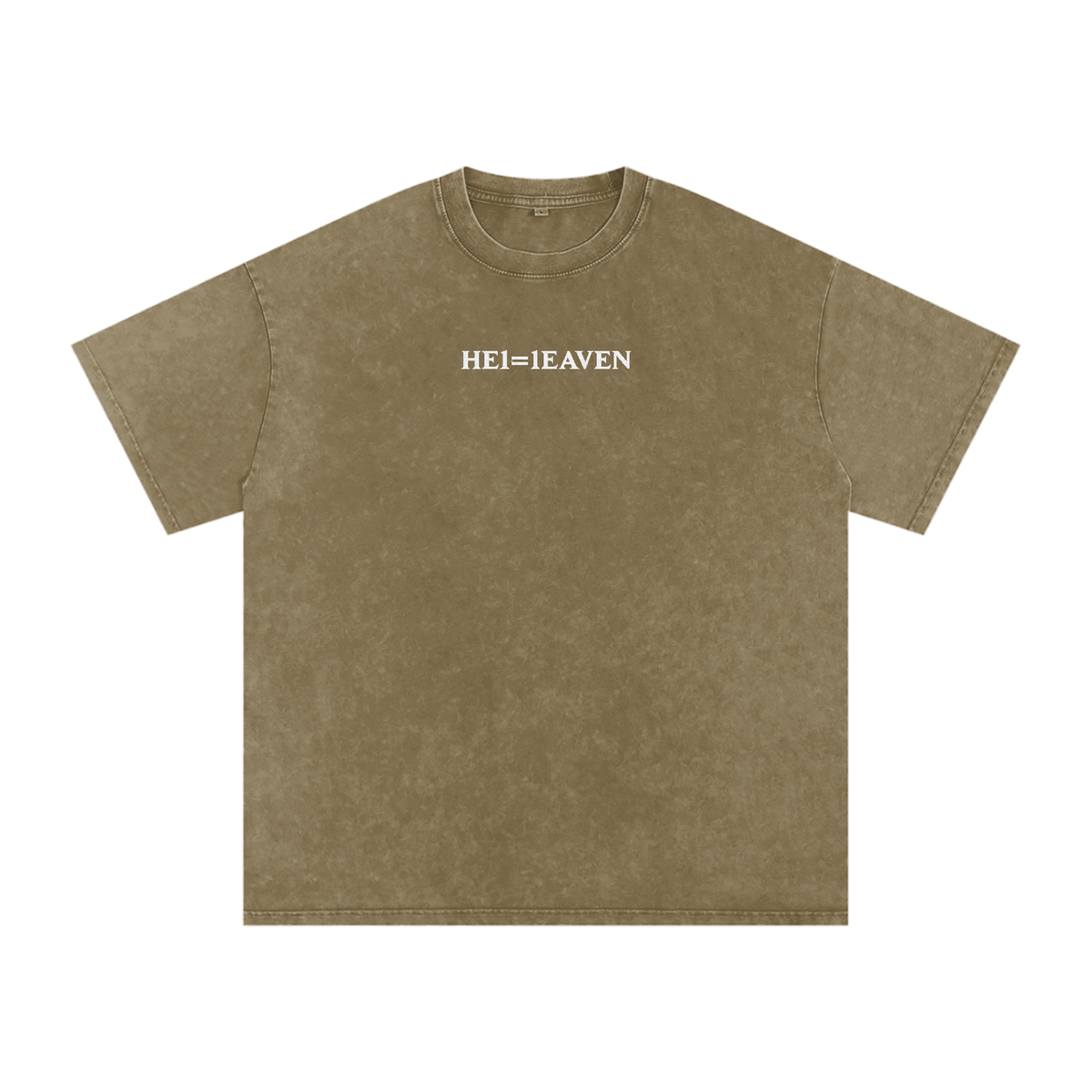 HE1=1EAVEN Embroidered Snow Washed Oversized Cotton T-Shirt