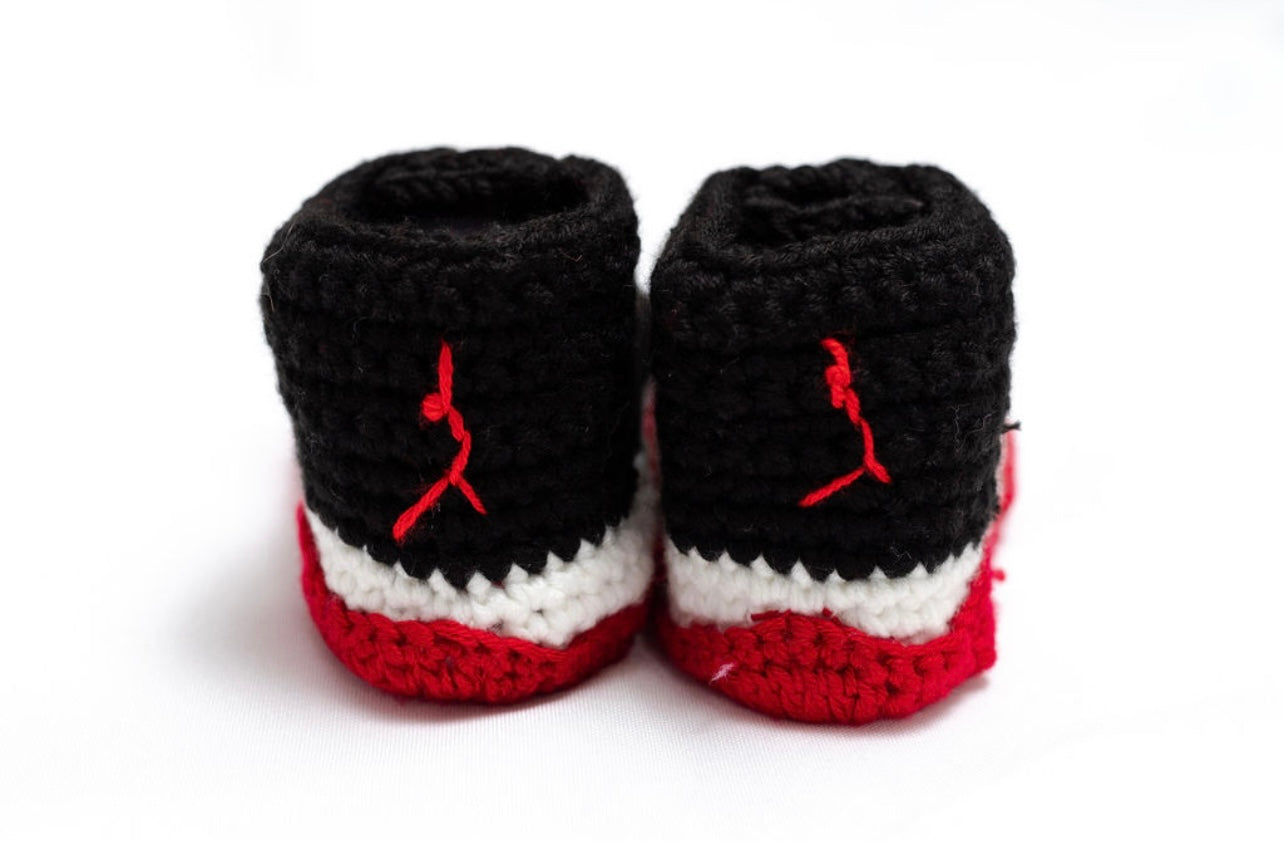 Crocheted baby Jordan Bred 11’s