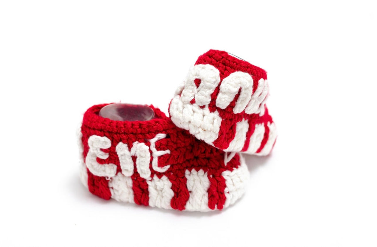 Crocheted baby Supreme x Air More Uptempo 'Red'