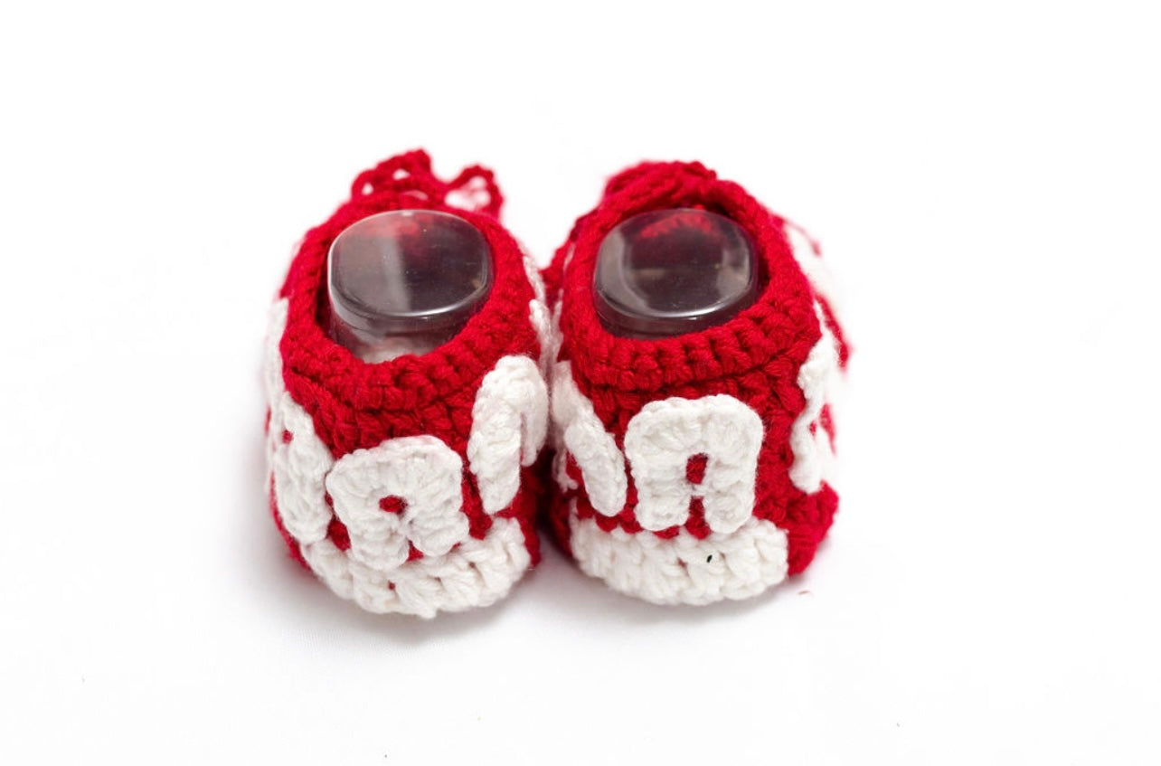 Crocheted baby Supreme x Air More Uptempo 'Red'