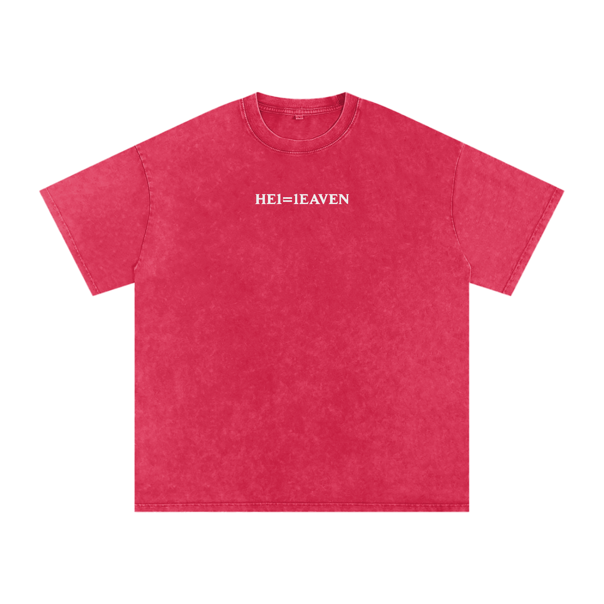 HE1=1EAVEN Alpha Numeric Reduction Embroidered Snow Washed Oversized Cotton T-Shirt